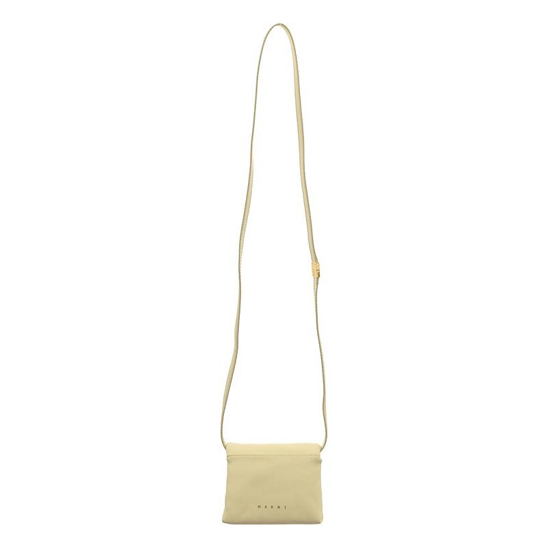 Marni 2023aw Mini Prisma Pouch Bag White Leather Shoulder Bag For Women Mini