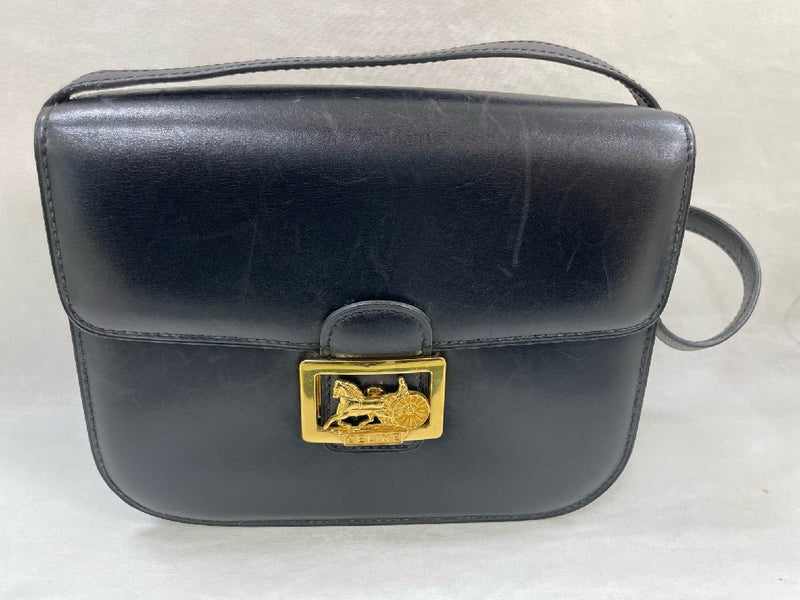 Celine Vintage Shoulder Bag Leather Classic Style Designer Handbag Evening Bag