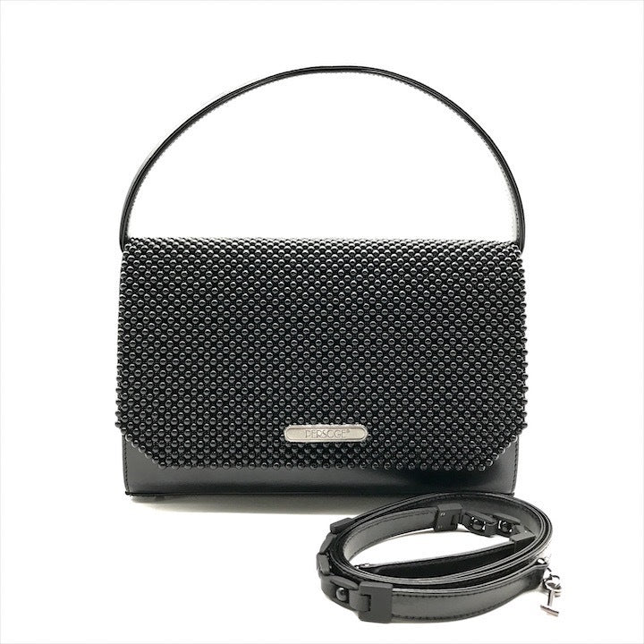 Persoge K3372 Black Leather Handbag Shoulder Crossbody Bag Womens 2-way