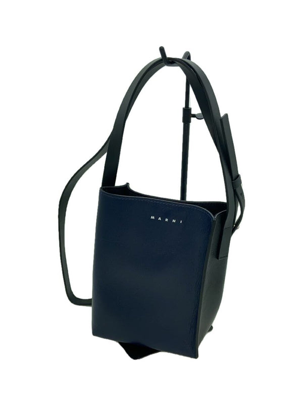 Marni Museo Soft Shoulder Bag Leather Navy Womens Designer Handbag Tote
