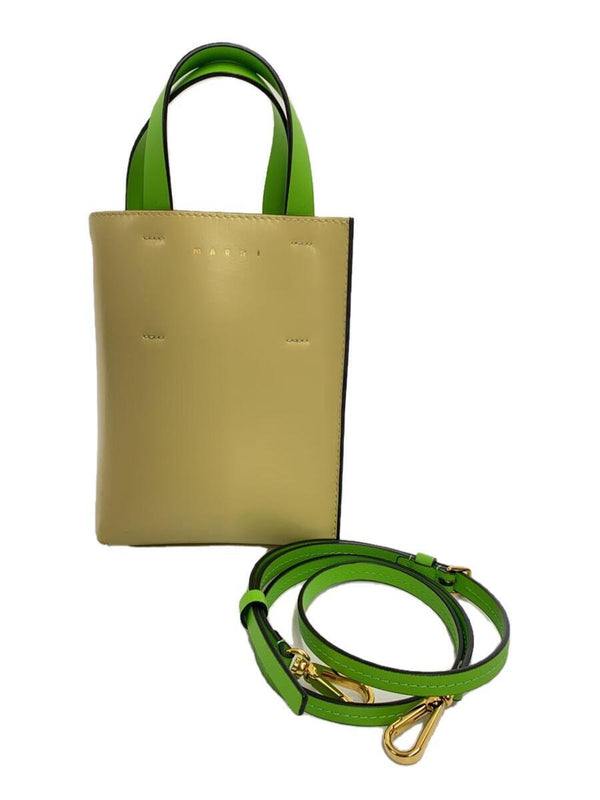 Marni Museo Leather Shoulder Bag Ivory Yellow-green Designer Handbag