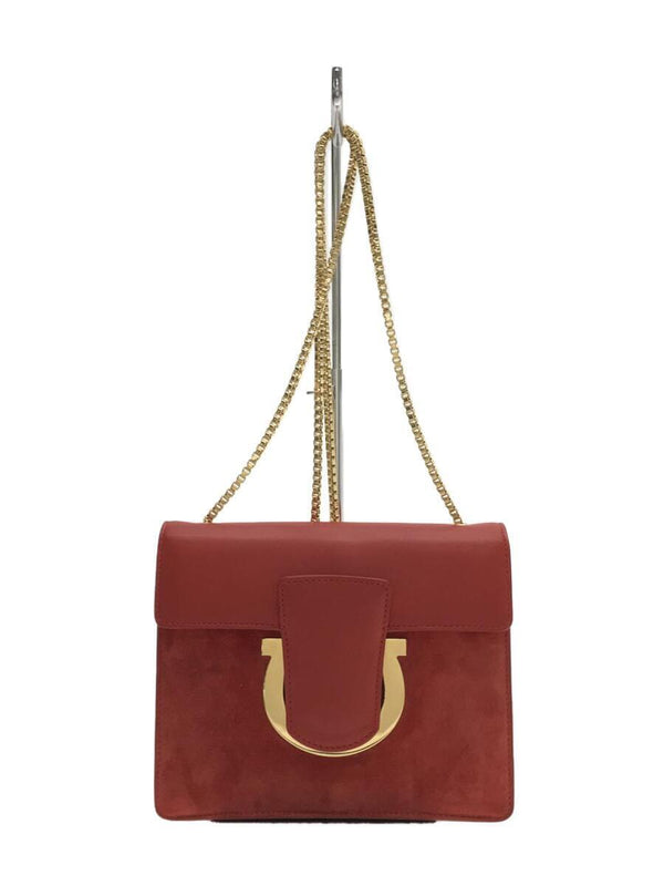 Gancini Shoulder Bag Calfskin Leather Red Dy-21 F893