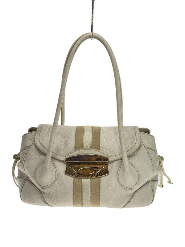 Prada Python Buckle One-shoulder Bag White Leather Purse Designer Handbag