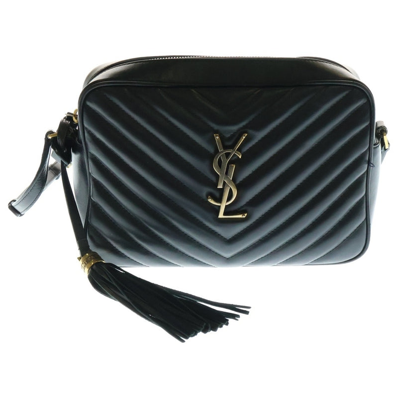 Paris Lou Chain Shoulder Bag Fly612544 Black Leather Fringe Gold