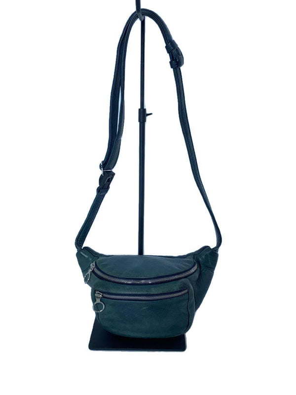 Leather Shoulder Bag Green Solid Color Crossbody Purse Casual Everyday Use