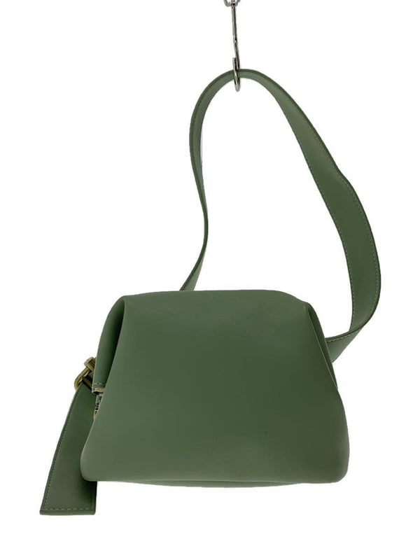 Osoipecan Brot Green Leather Shoulder Bag Solid Color Handbag Purse