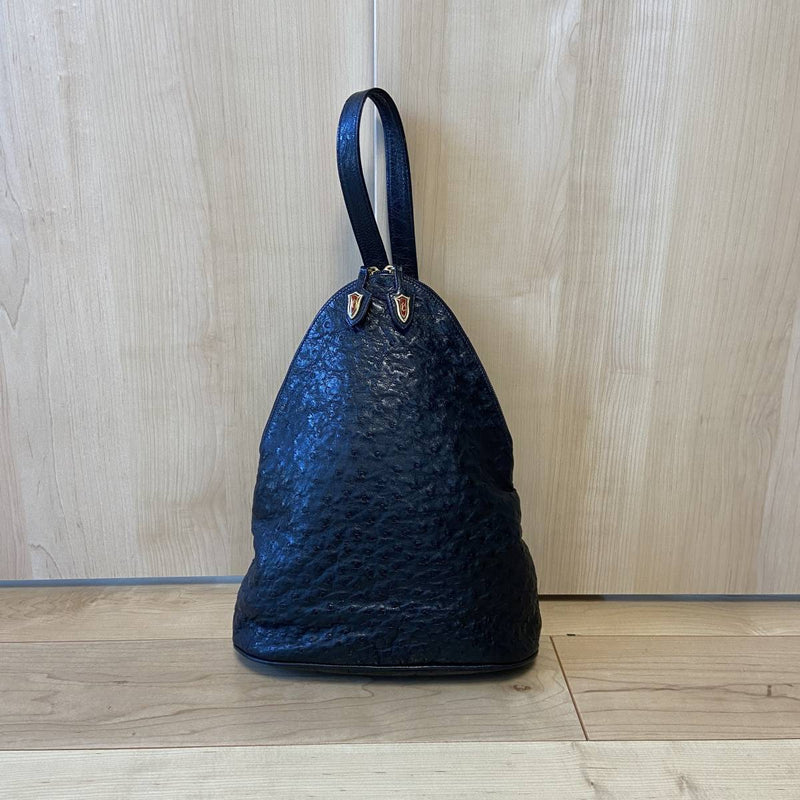 Locati Made In Italy Ostrich Leather Backpack Stylish Travel Bag Italian Design