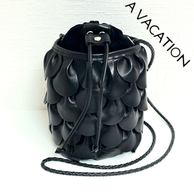 Vacation Pine Corn Shoulder Bag Genuine Leather Cowhide Black Bag Womens