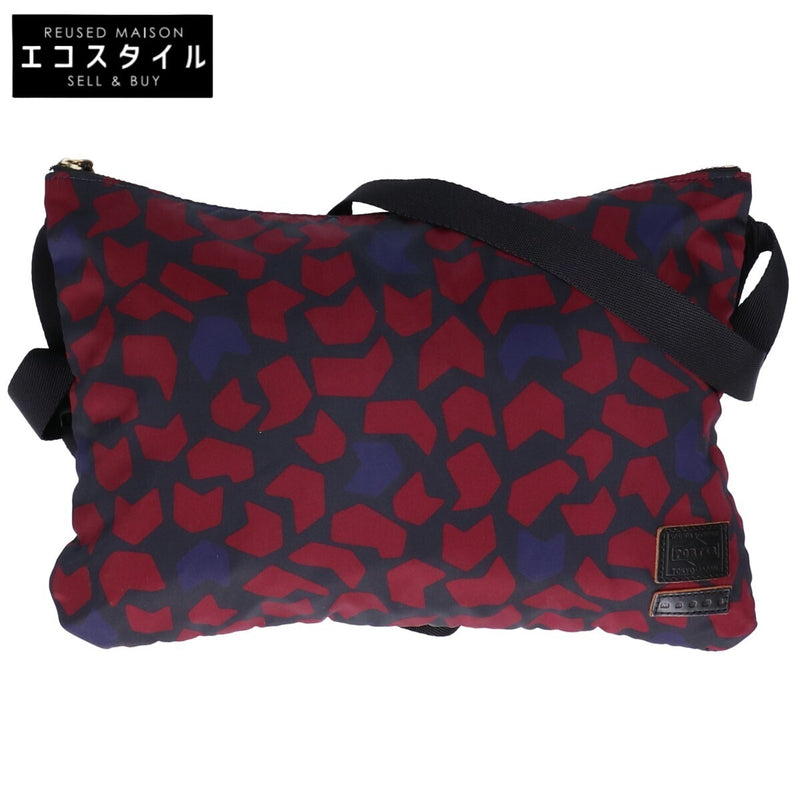 Porter X Marni Sacoche Shoulder Bag All-over Pattern Nylon Bordeaux/black/navy