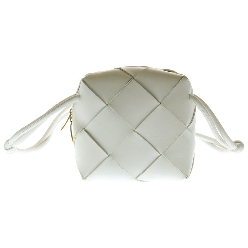 Maxi Intrecciato Camera Pochette Shoulder Bag White Leather Gold