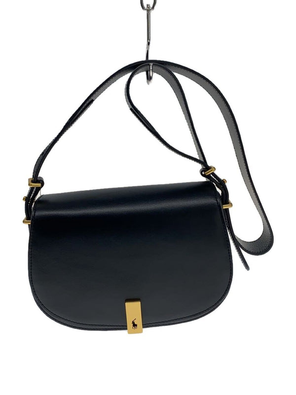 Polo Ralph Lauren Shoulder Bag Black Leather Solid Color Casual Everyday Handbag