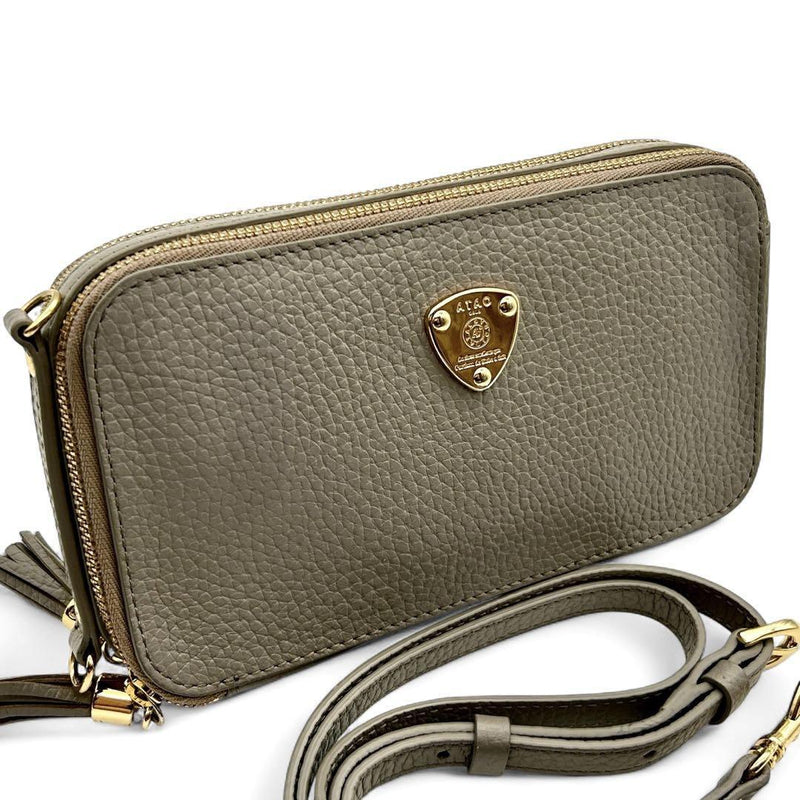 Amulet Wallet Long Shoulder Bag Handbag Leather Greige Card Case