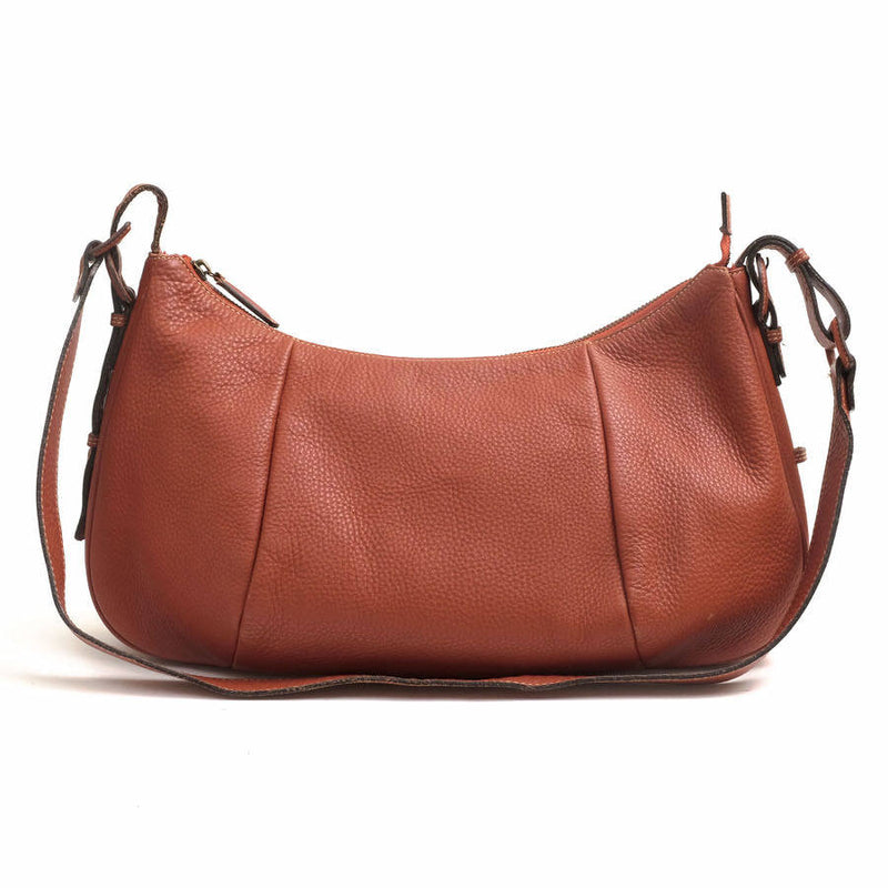 Tsuchiya Kaban Cowhide Leather Shoulder Bag Crescent Pebble Grain Everyday