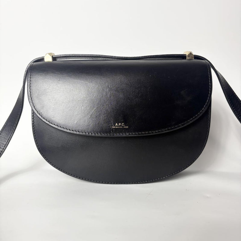 A.p.c. Geneve Half-moon Leather Shoulder Bag Black Designer Crossbody Bag