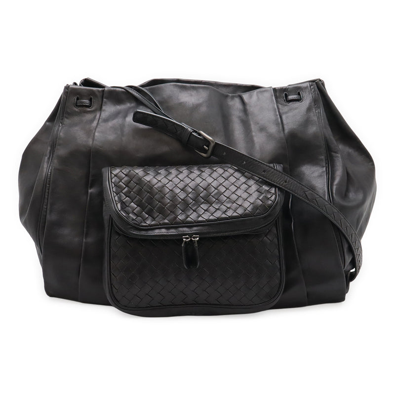 Intrecciato Shoulder Bag Crossbody Leather Black 248522 Designer