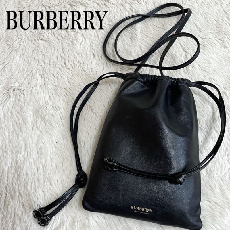 Leather Drawstring Shoulder Bag Pochette With Logo Designer Handbag