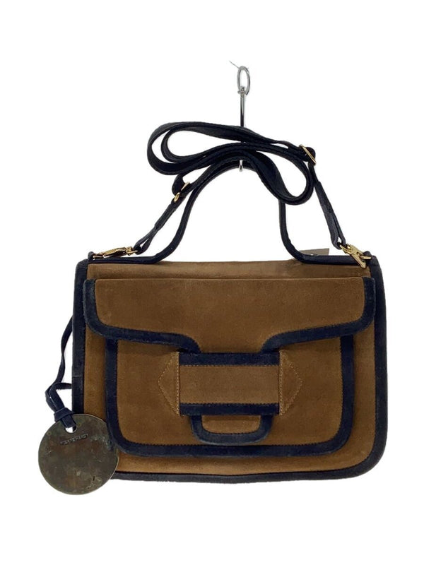 Pierre Hardy Shoulder Bag Brown Suede Solid Color Handbag Designer Purse