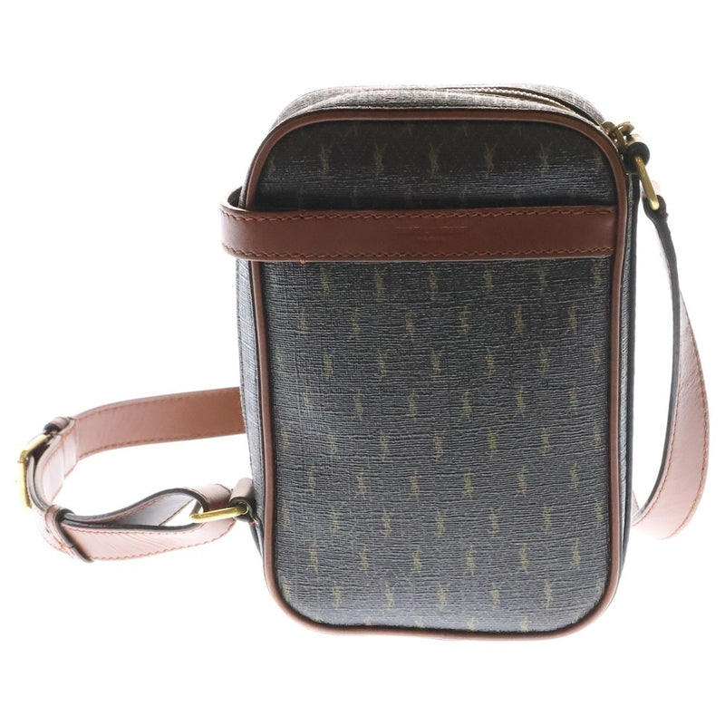 Paris Ysl Logo Pvc Leather Crossbody Bag Brown Shoulder Bag