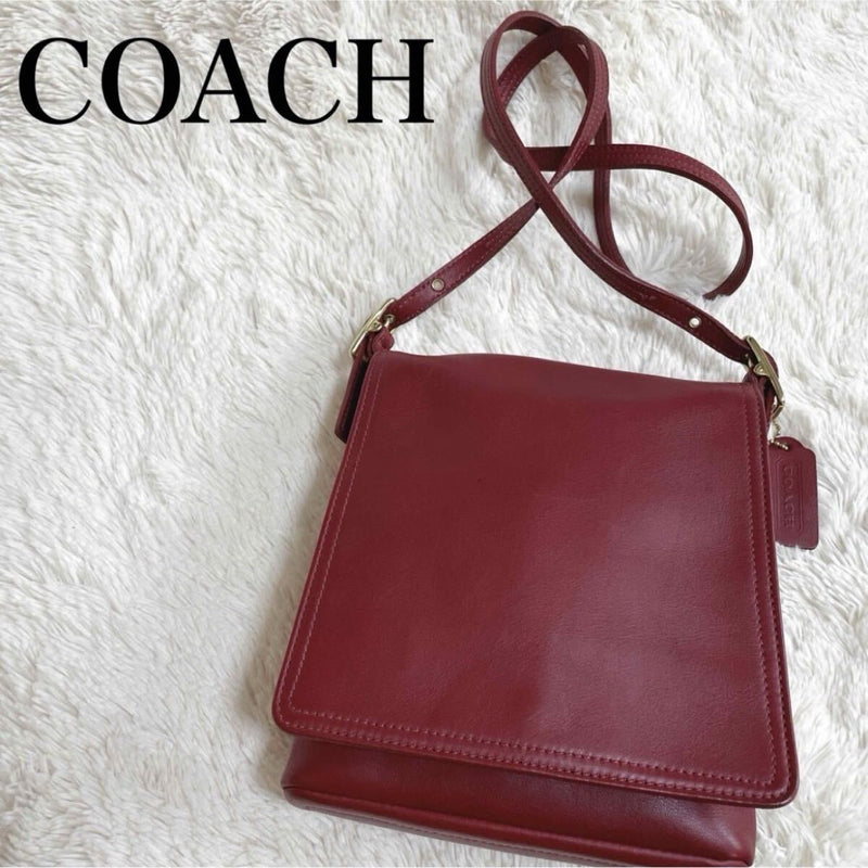Old  Stitched Flap Shoulder Bag Coach Leather Handbag Purse