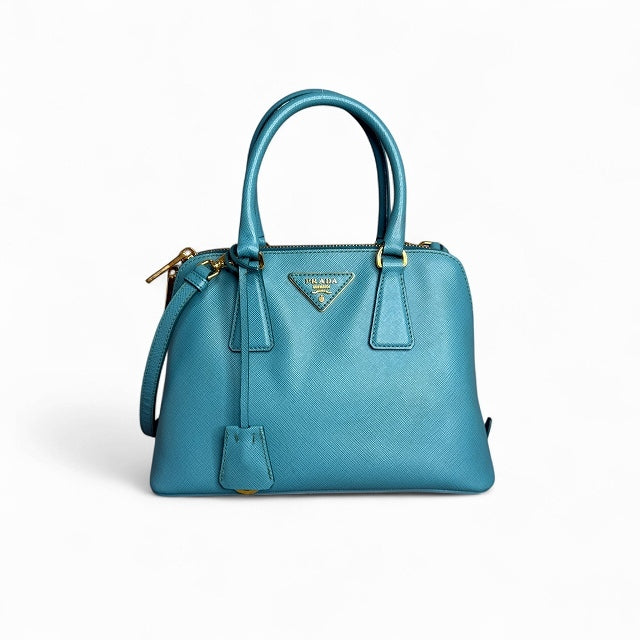 Prada Saffiano Leather Shoulder Bag 2-way Turquoise Womens Handbag Tote Bl0837