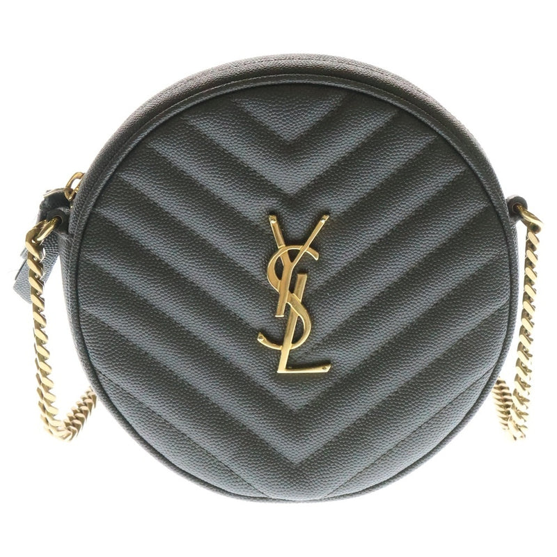 Paris Cassandra 610436 Gray Leather Round Chain Shoulder Bag Gold