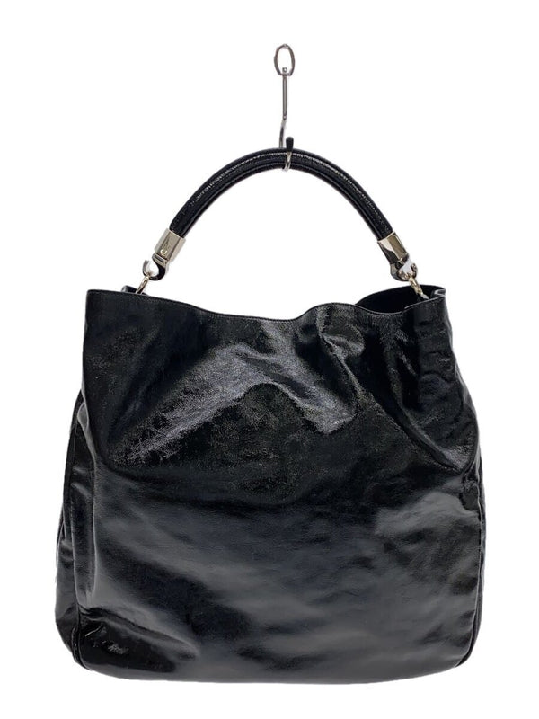 Yves  Shoulder Bag 228840 Black Enamel Solid Color Designer
