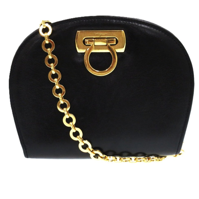 Gancini Aq-216150 Black Calf Leather Shoulder Bag 0936
