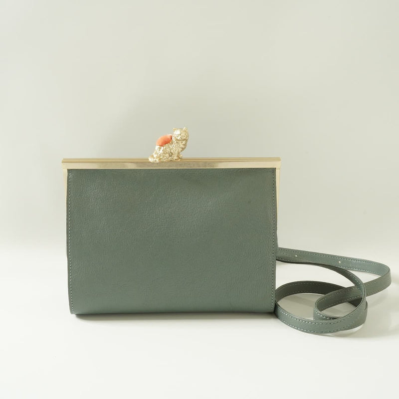 Sakurayama Cat Pincushion Bag Small Shoulder Bag Clasp Purse Cat Leather Handbag