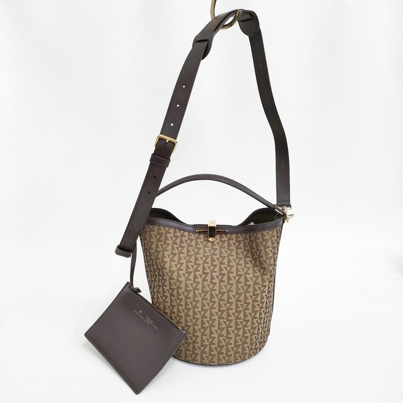 Zanchetti Amleto Bucket Bag Jacquard Beige Shoulder Bag 5-0628g 266332 Designer