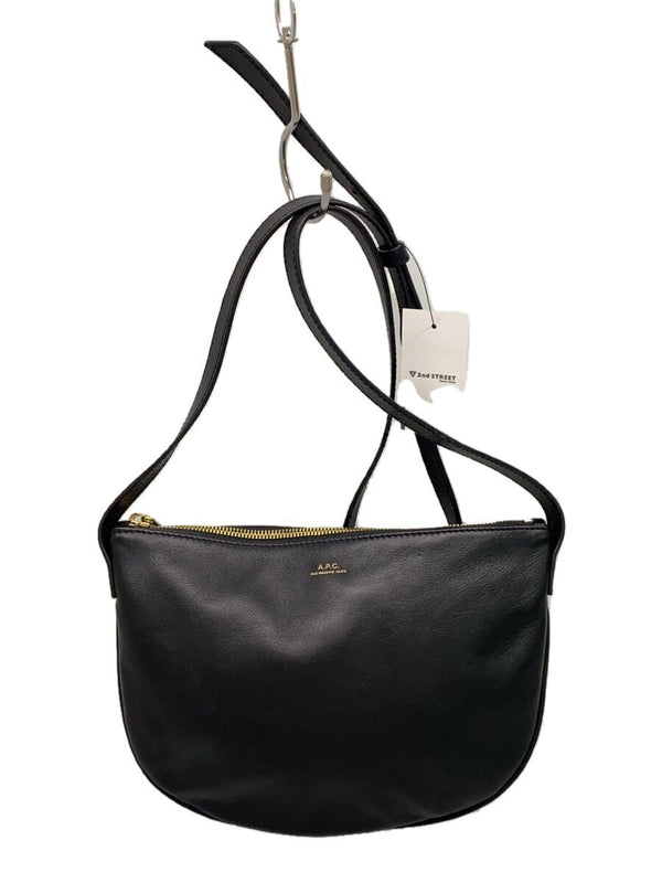A.p.c. Shoulder Bag Black Leather Crossbody Bag Solid Color Chic Everyday Purse