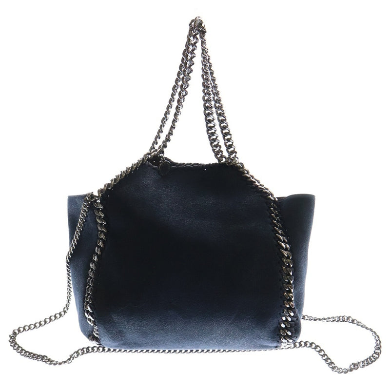 Stella Mccartney Falabella Handbag Navy Suede Silver Hardware 2-way Shoulder
