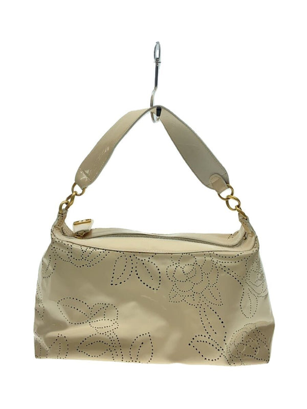 Chanel Camellia Perforated Shoulder Bag Cream Enamel Leather Designer Handbag