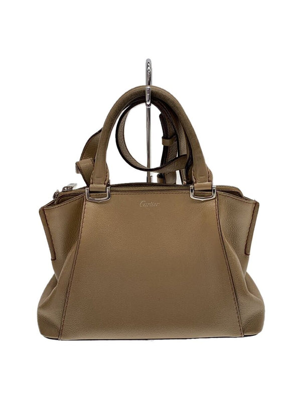 C De Cartier Shoulder Bag Brown Leather Handbag Purse Womens Designer