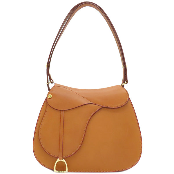 Somes Dressage 2-way Bag Saddle Shoulder S Brown Cowhide Leather Handbag Somes