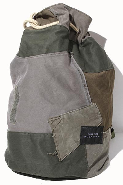 Pascal Marie Desmarais Army Patchwork Drawstring Bag Khaki Shoulder Bag For Men