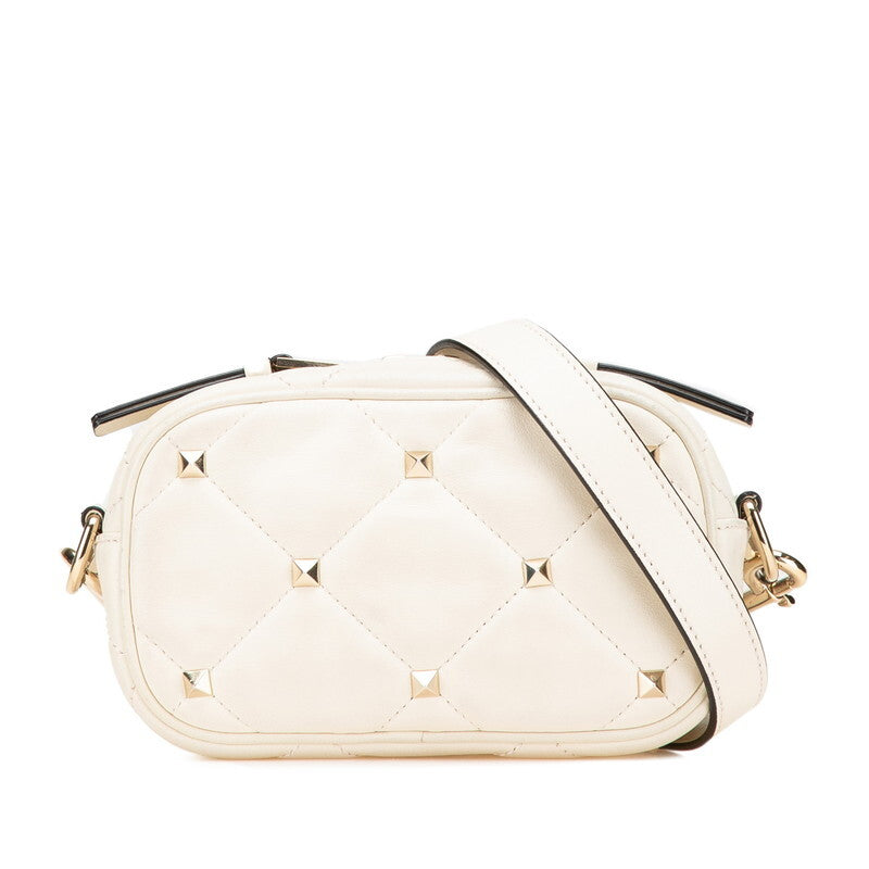 Rockstud Shoulder Bag White Leather Womens Designer Handbag Rockstud