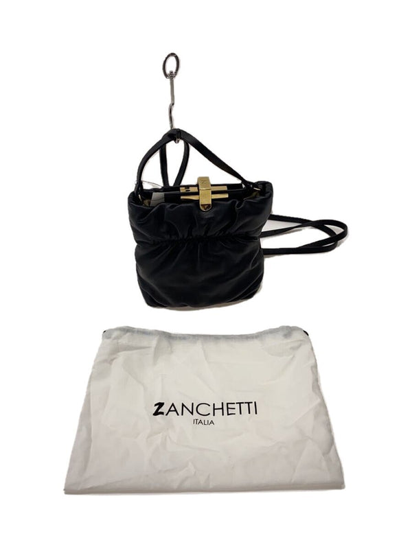 Zanchetti Amleto Puffy Crossbody Bag Black Leather Shoulder Bag Designer Handbag