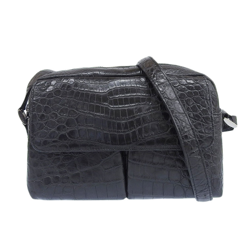 Black Matte Crocodile Leather Shoulder Bag 8631 Womens Designer Handbag Fashion