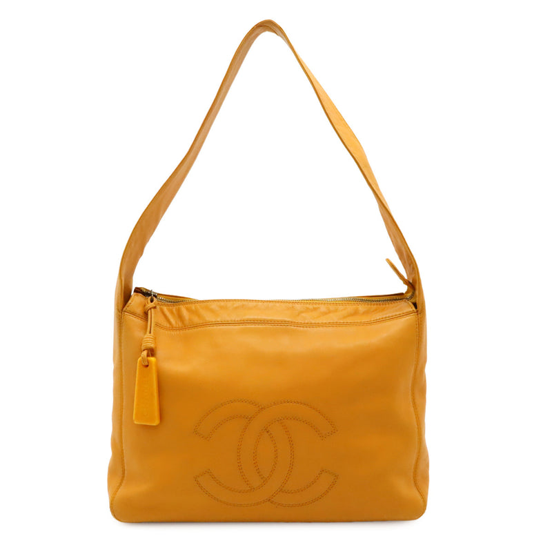 Chanel Coco Mark Leather Shoulder Bag One Shoulder Mustard Yellow Semi-shoulder