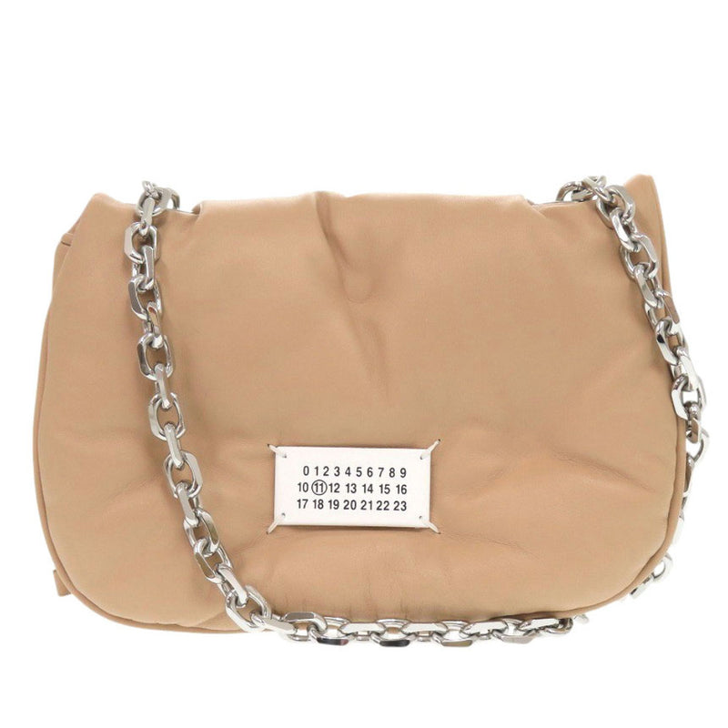 Beige Leather Shoulder Bag Similar To  Glam Slam Mini Flap