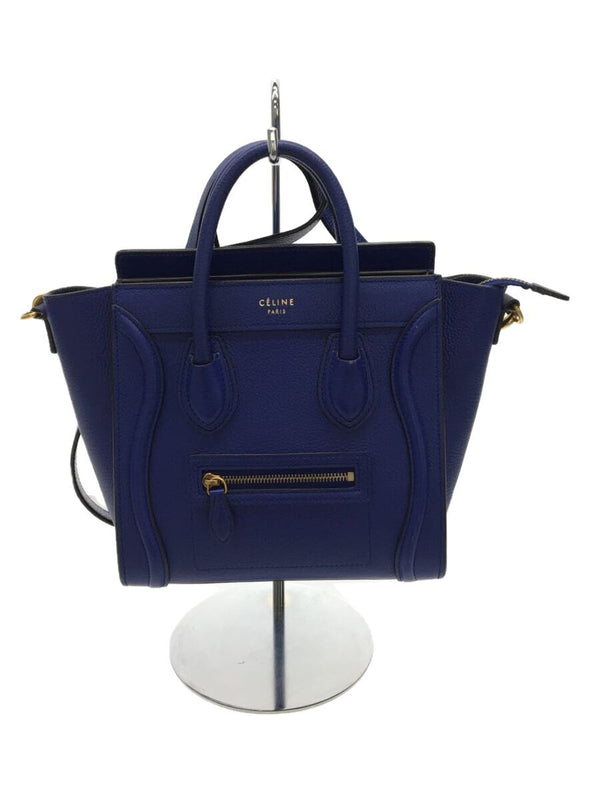 Celine Luggage Nano Shopper Blue Leather Shoulder Bag Scuffing Womens Designer