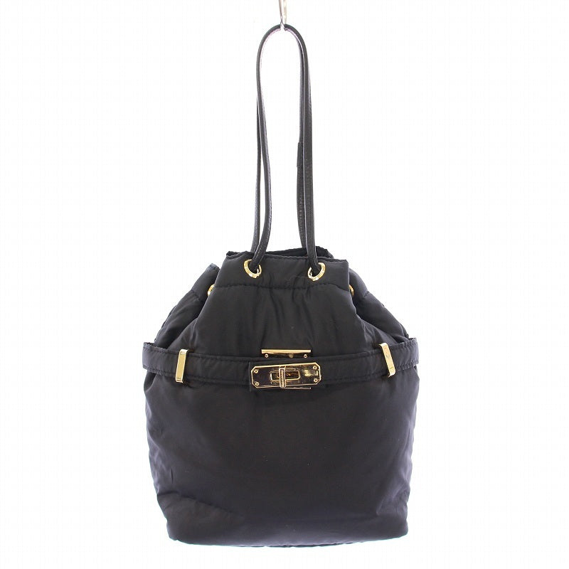 2-way Shoulder Bag Handbag Black 2400014404074 Drawstring