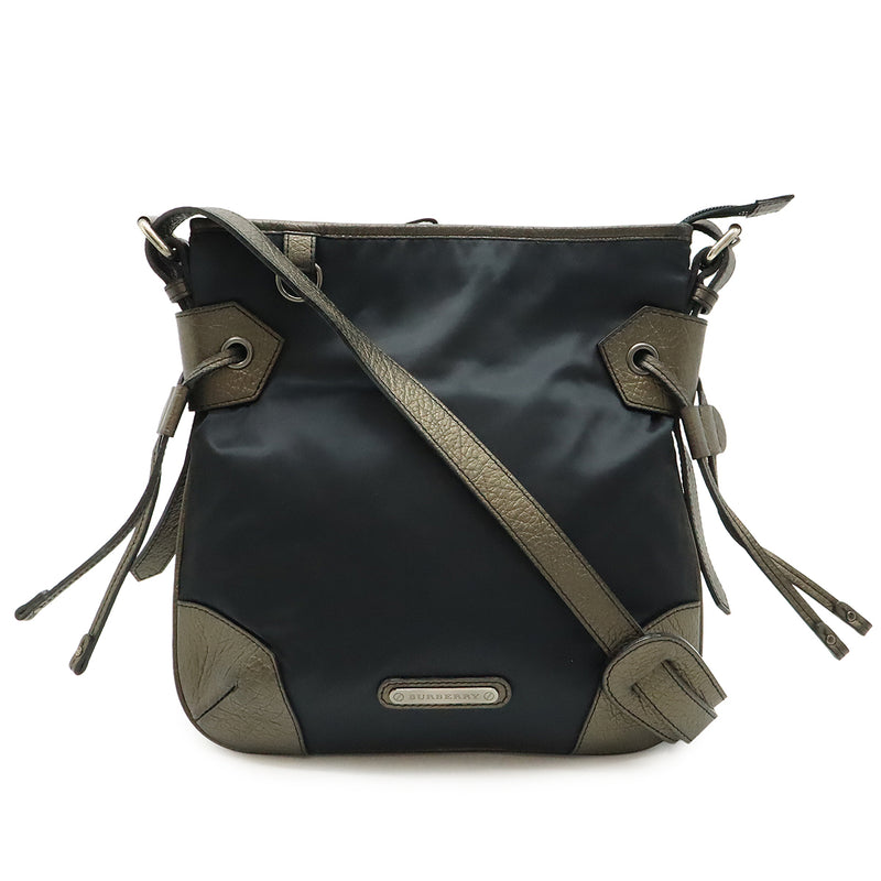 Shoulder Bag Crossbody One-shoulder Bag Black Nylon Leather Metallic