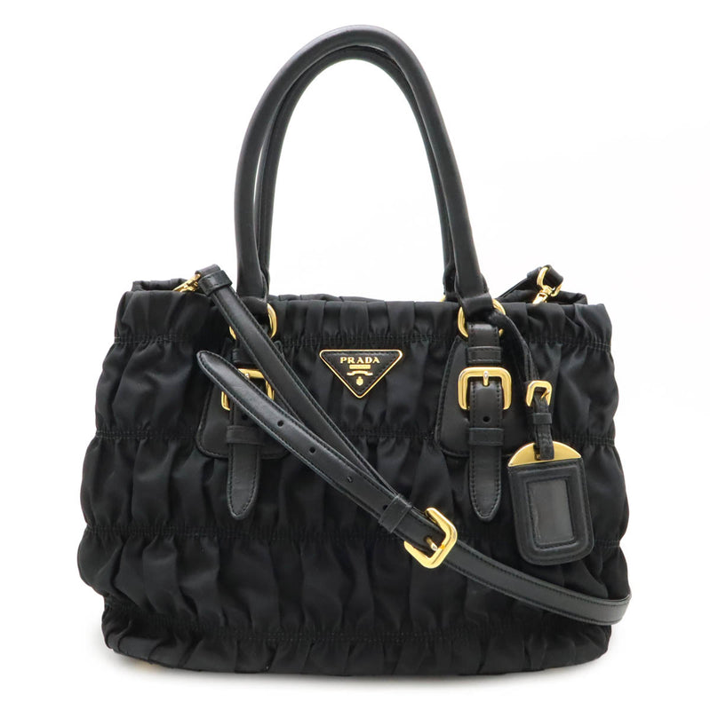 Prada Gathered Handbag Tote Bn2868 2-way Shoulder Crossbody Bag Nylon Nero