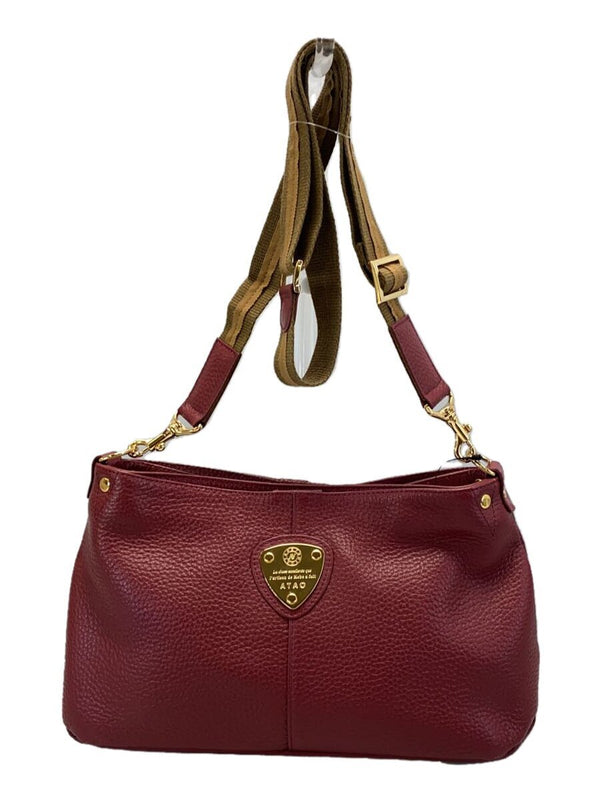 Chivy Shoulder Bag Brown-red Leather Pebbled Solid Color Designer Handbag