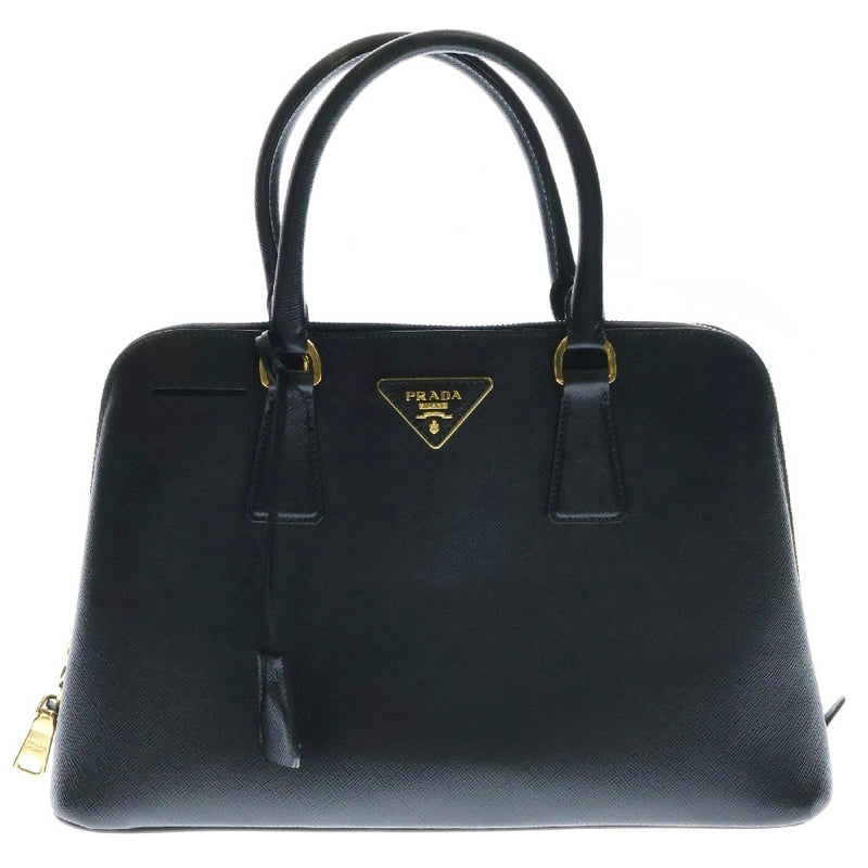 Prada Saffiano 2-way Handbag Bl0837 Black Leather Shoulder Bag Gold Hardware
