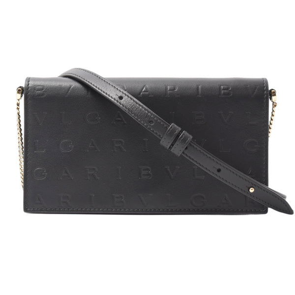 Bvlgari Infinitum Chain Wallet Womens Black Leather Wallet Bvlgari 291748