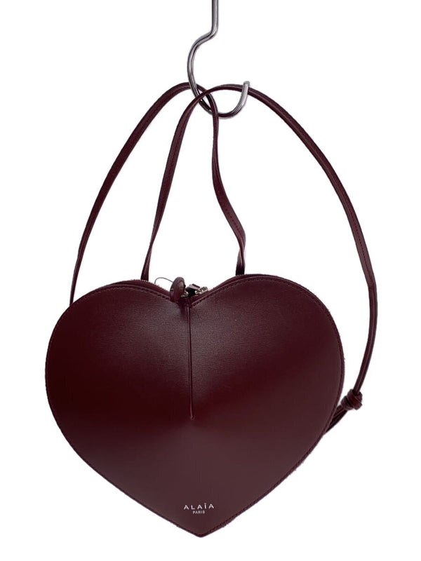 Alaia Burgundy Leather Heart Shoulder Bag Designer Purse Fashion Handbag