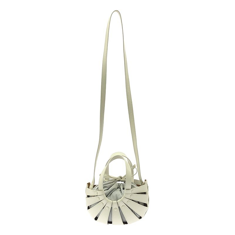 The Shell Leather Shoulder Bag White Womens 2-way Handbag Tote