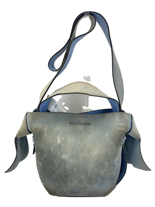 Acnemusubi Shoulder Bag Blue Suede Leather Designer Handbag